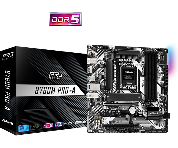 Asrock B760M Pro-A 14th,13th & 12th Generation DDR5 Motherboard