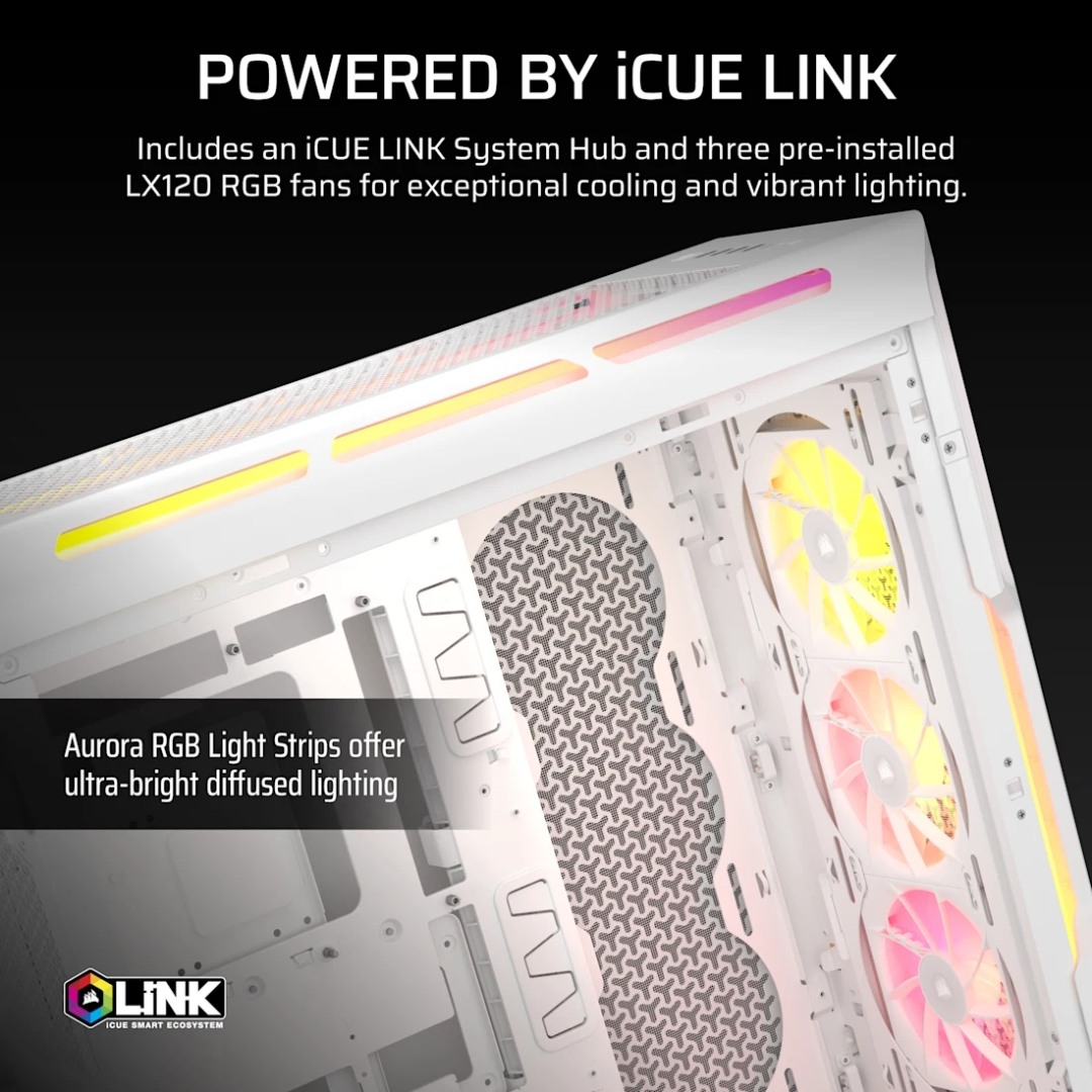 Corsair iCUE LINK 5000T LX RGB Mid-Tower High-Performance PC Case White — photo 3