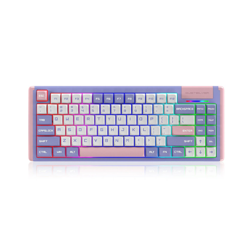 DUSTSILVER K84 PURPLE PINK LILAC CUTE KAWAII WIRED BACKLIT (BLACK SWITCH) MECHANICAL KEYBOARD