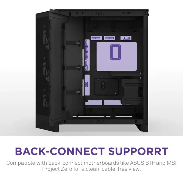 NZXT H9 Flow RGB+ (2025) Dual-Chamber Mid-Tower ATX Airflow Casing - Black — photo 4