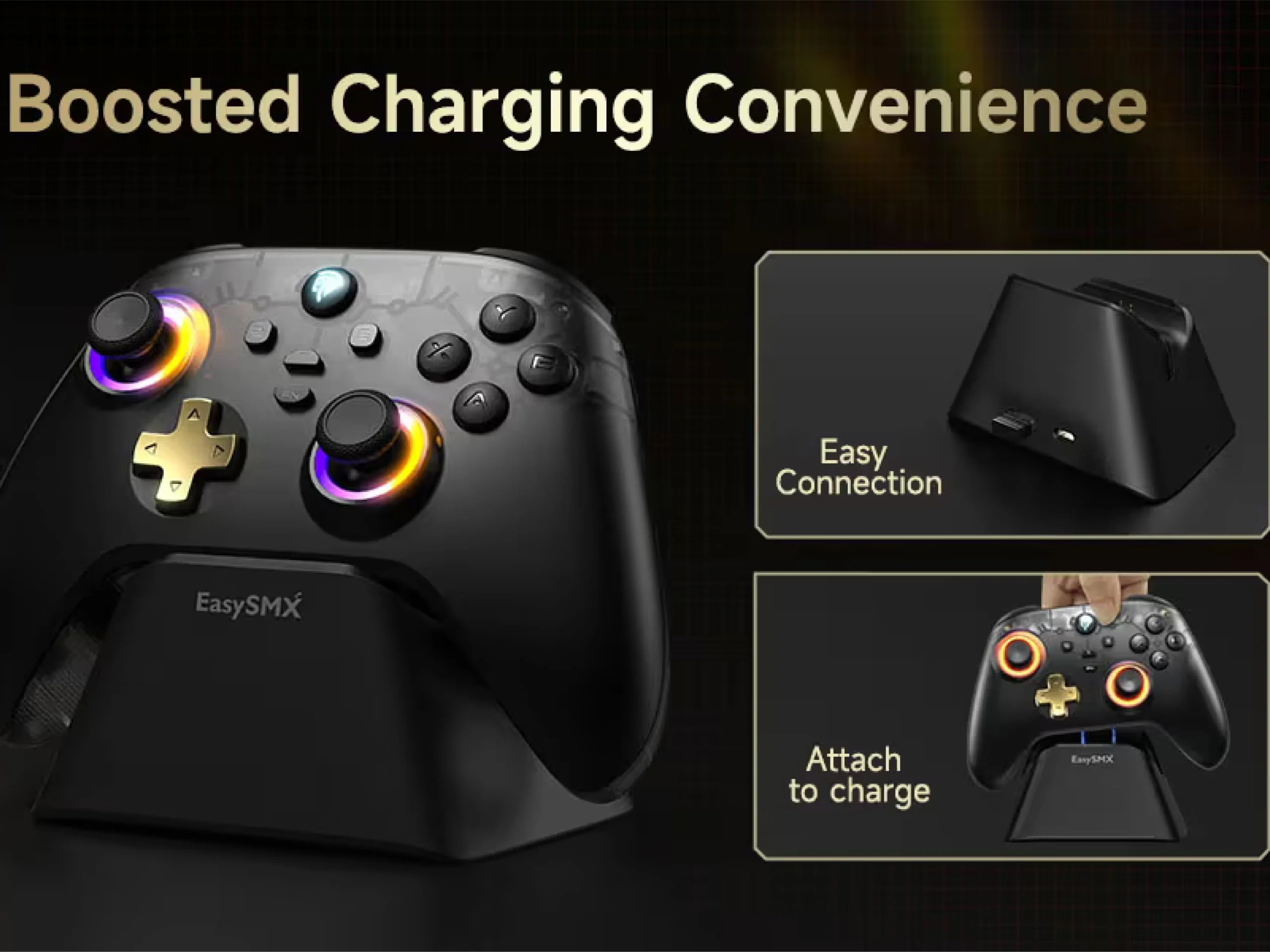 EasySMX D05 Multiplatform Hall Effect Joysticks and Triggers Gaming Controller with Smart Charging Dock — photo 3