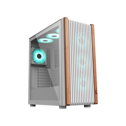 PC POWER PP-GS680 WOOD MESH WH Casing With 4 FANS and 550W PSU — photo 2