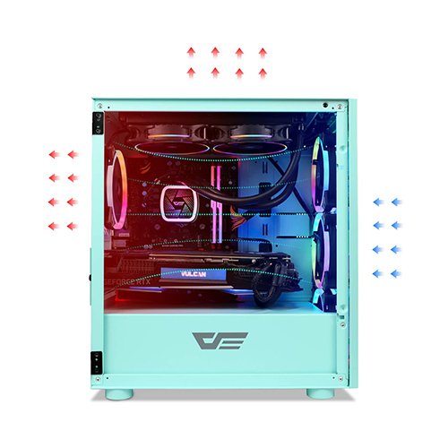 DarkFlash DLM21 Mint Green MESH Micro ATX Computer Case — photo 2