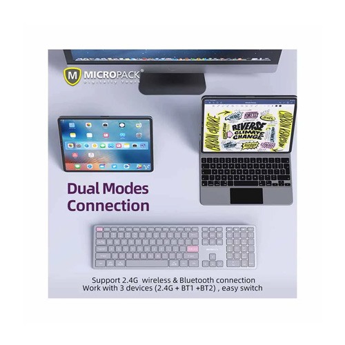 Micropack K-310W (Dual Mode) Grey Slim Keyboard — photo 3