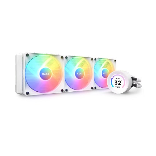 NZXT Elite 360 RGB 360mm AIO liquid cooler With RGB Controller and RGB Fans (White)