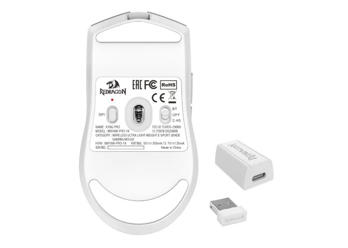 Redragon M916 PRO (1K Hz) Tri-Mode Wireless Gaming Mouse White — photo 4