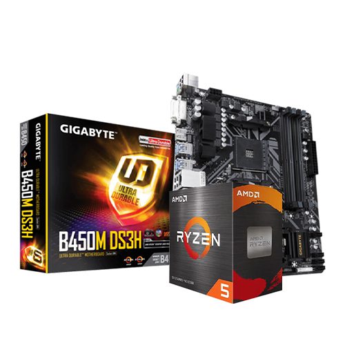 AMD Ryzen 5 5500 Processor and Gigabyte B450M DS3H mATX Motherboard Combo