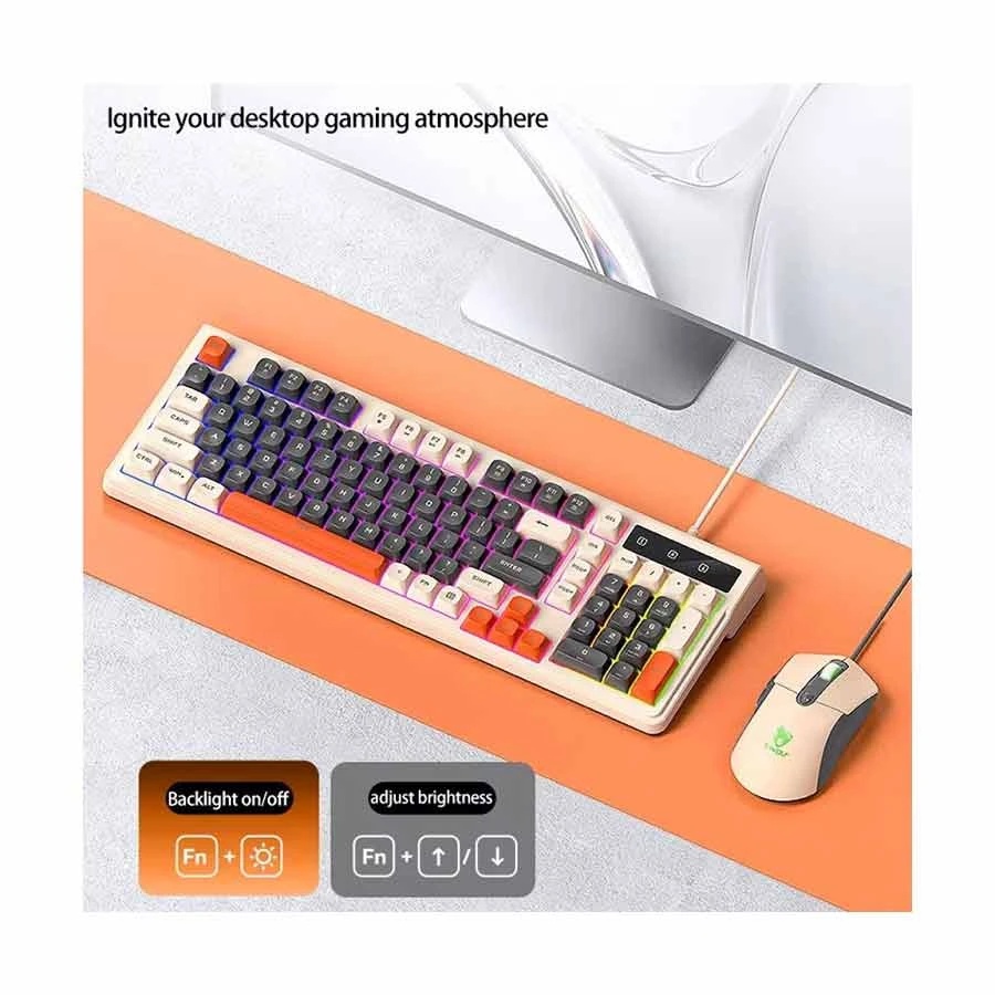 T-WOLF TF330 Milk Tea Wired Gaming Keyboard & Mouse Combo — photo 4