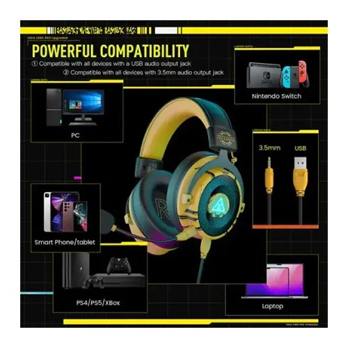 EKSA E900 Pro Noise Cancelling 7.1 Surround Sound Gaming Headset Yellow — photo 3