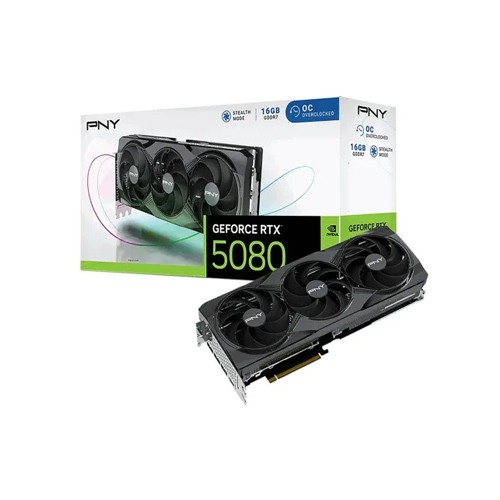 PNY NVIDIA GeForce RTX 5080 Triple Fan 16GB GDDR7 PCIe 5.0 Graphics Card