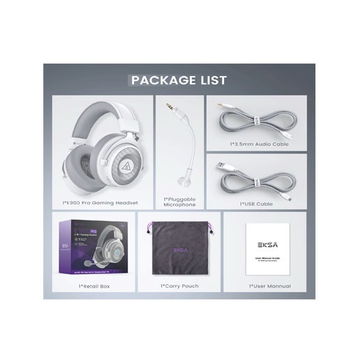 EKSA E900 Pro white Noise Cancelling 7.1 Surround Sound Gaming Headset — photo 8