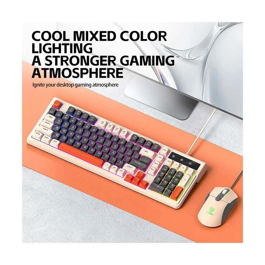 T-WOLF TF330 Milk Tea Wired Gaming Keyboard & Mouse Combo — photo 2