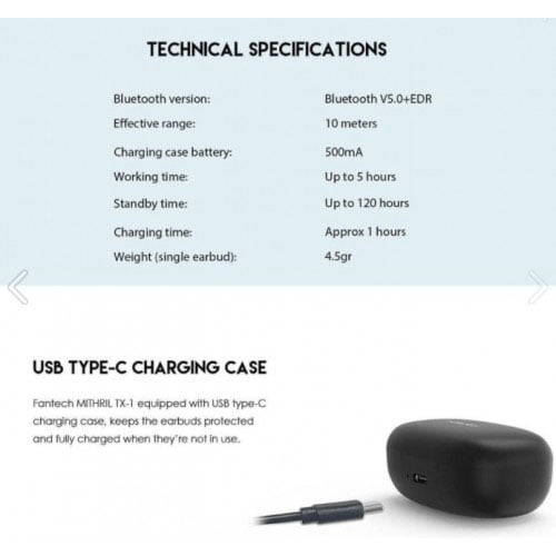 Fantech Tx-1 MITHRIL 5.0 Wireless Earbuds — photo 3