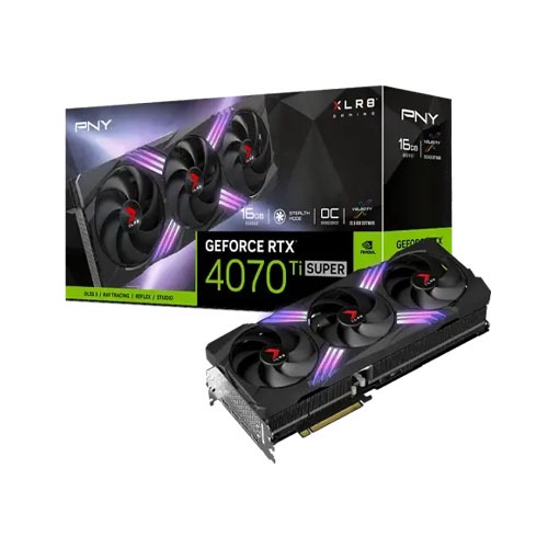 PNY GeForce RTX 4070 Ti SUPER 16GB GDDR6X XLR8 Gaming VERTO EPIC-X RGB Overclocked Triple Fan Graphics Card