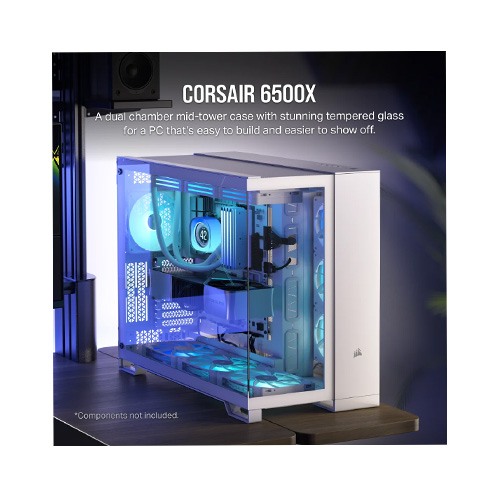 CORSAIR 6500X Mid-Tower Dual Chamber PC Case - White — photo 2