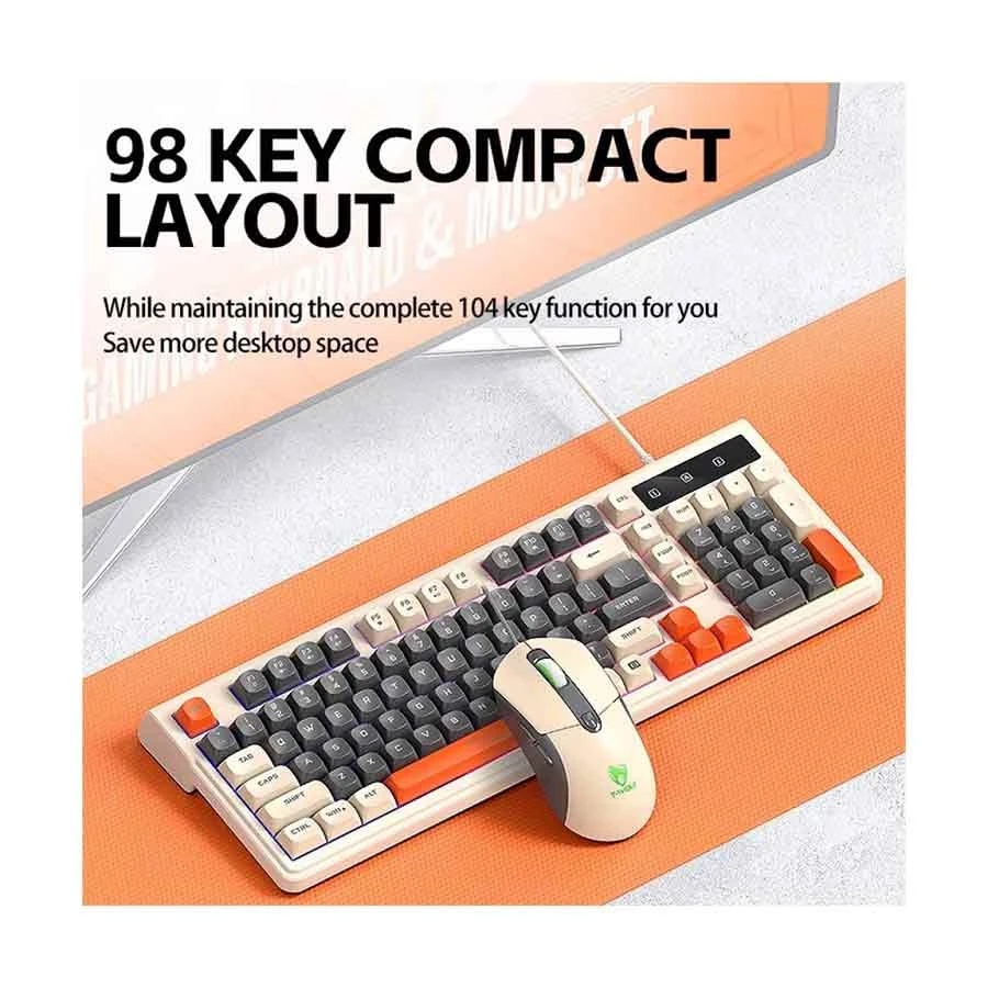 T-WOLF TF330 Milk Tea Wired Gaming Keyboard & Mouse Combo — photo 3