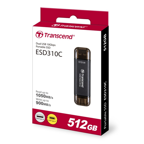 Transcend 512GB ESD310C Type C Portable SSD (Black)