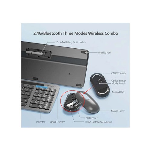 Micropack KM-238W Grey Bluetooth Keyboard & Mouse Combo — photo 3
