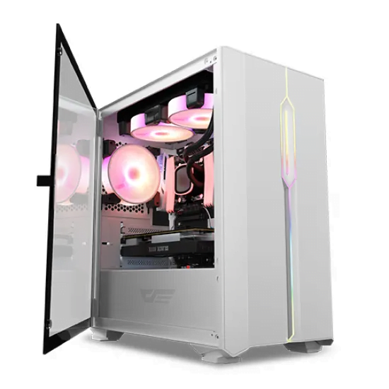 Aigo DarkFlash DLM23 Tempered Glass Micro-ATX Case (White)