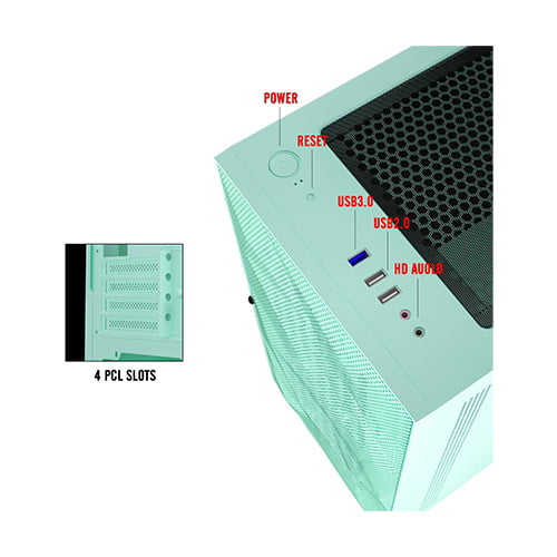 DarkFlash DLM21 Mint Green MESH Micro ATX Computer Case — photo 3