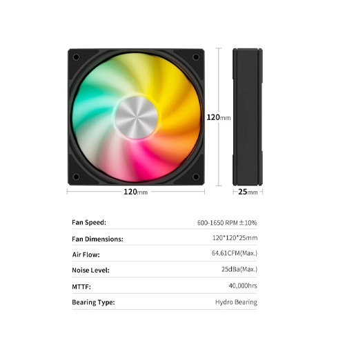 UpHere U3KC1 120mm ARGB Casing Fan (Black) — photo 5