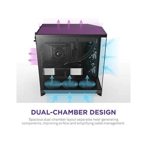 NZXT H9 Flow (2025) Dual-Chamber Mid-Tower ATX Airflow Casing - Black — photo 3