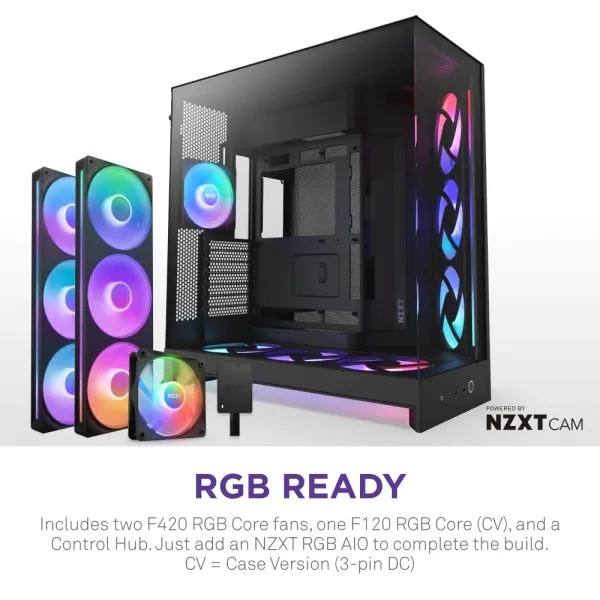 NZXT H9 Flow RGB+ (2025) Dual-Chamber Mid-Tower ATX Airflow Casing - Black — photo 5